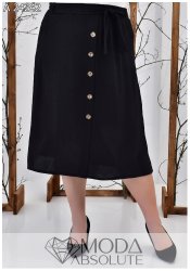 Жіноча чорна літня спідниця з гудзиками та поясом А 24242